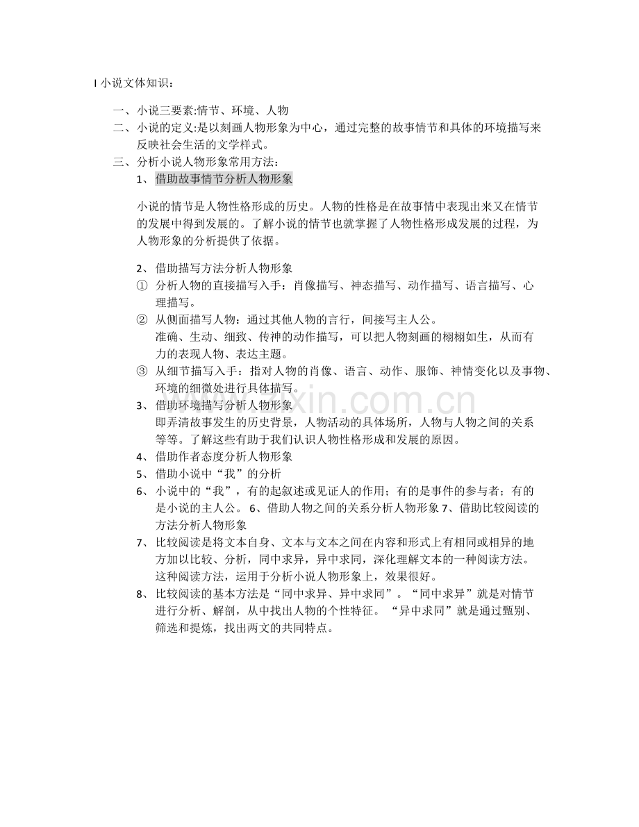 分析小说人物形象的方法.docx_第1页