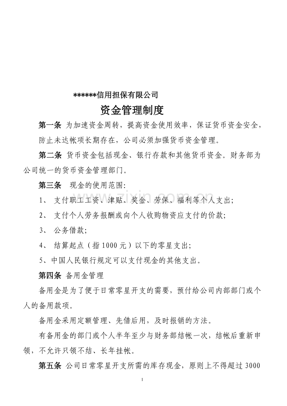 担保公司资金管理制度.doc_第1页