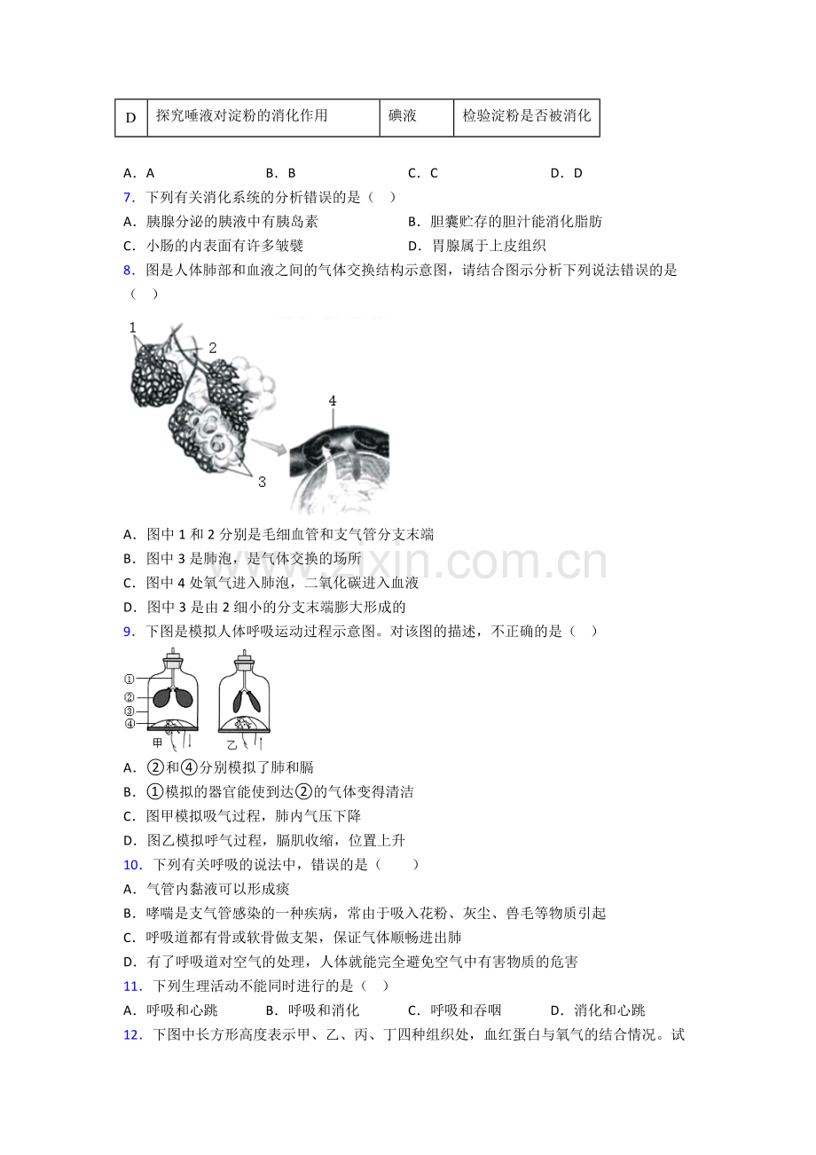 2022年人教版中学初一下册生物期末质量检测卷含解析.doc_第2页