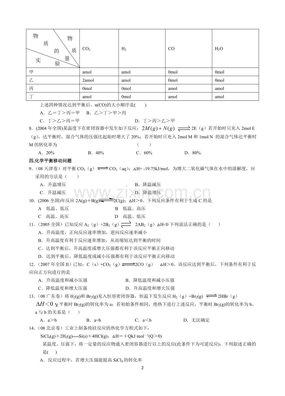 化学反应速率与化学平衡高考题汇编.doc_第2页