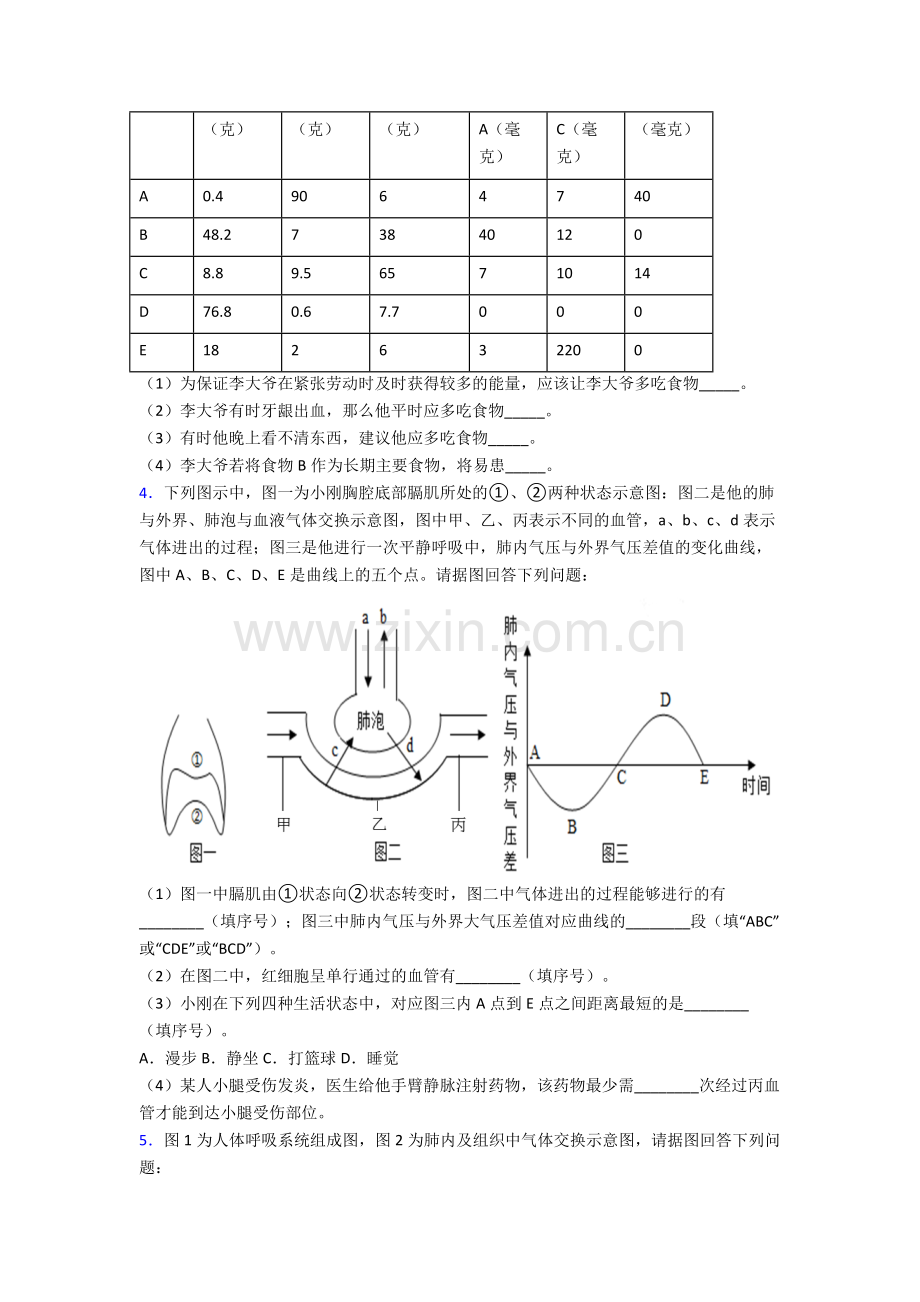人教版中学七年级下册生物期末解答实验探究大题质量检测试卷(及答案).doc_第2页