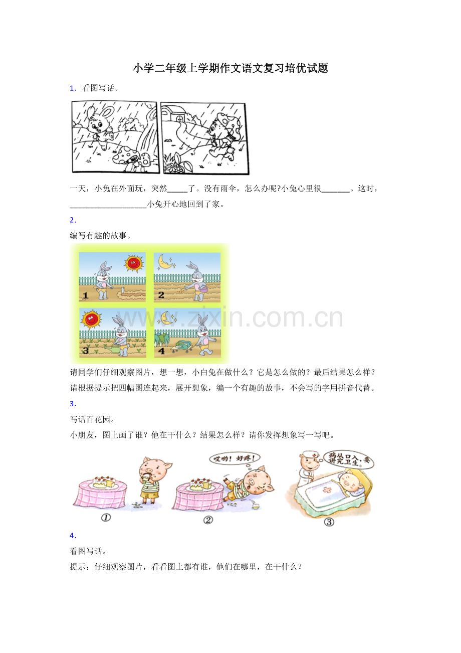 小学二年级上学期作文语文复习培优试题.doc_第1页