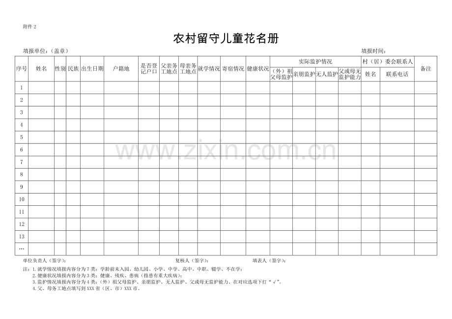 农村留守儿童花名册.docx_第1页