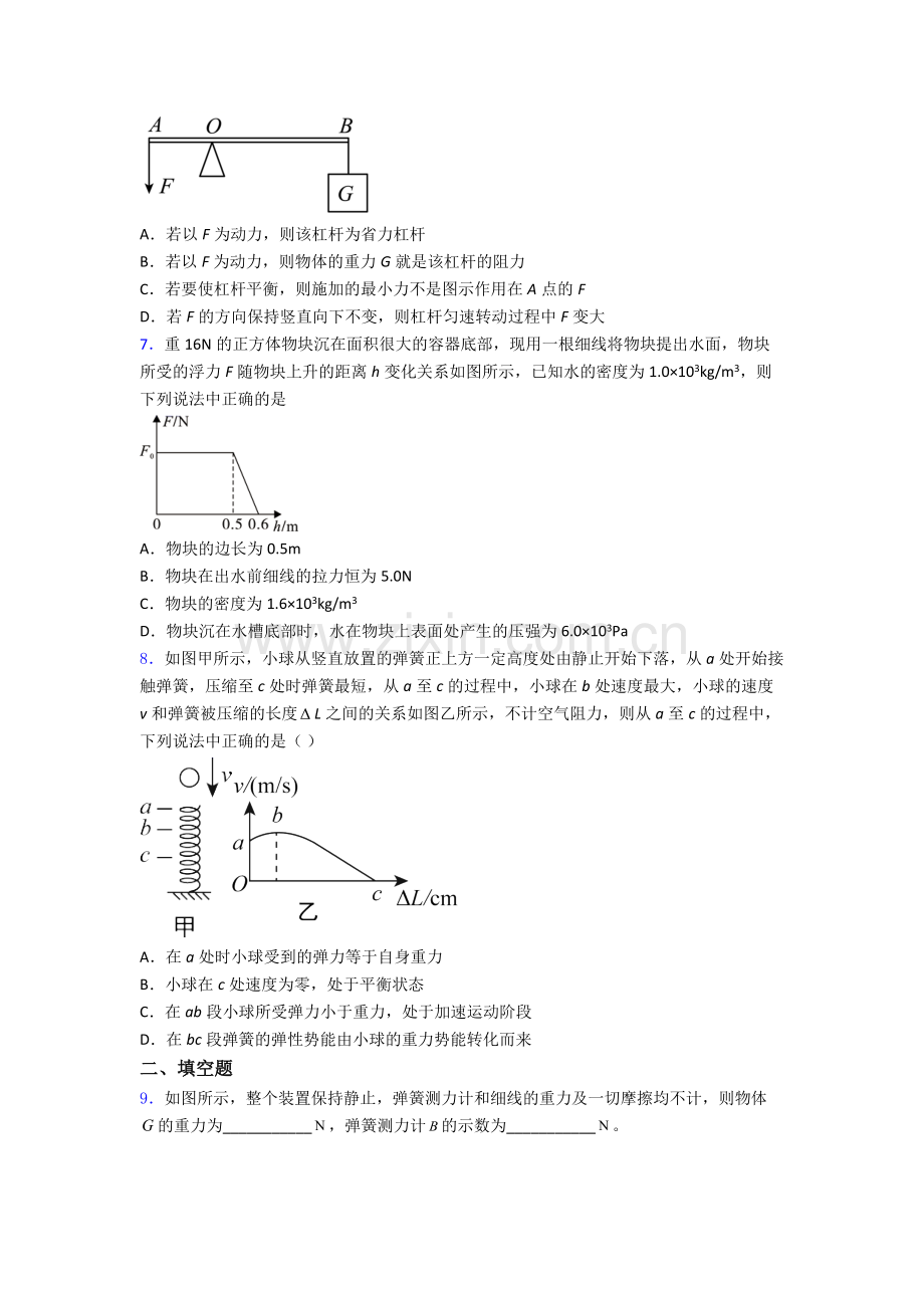 物理初中人教版八年级下册期末必备知识点试卷解析.doc_第2页