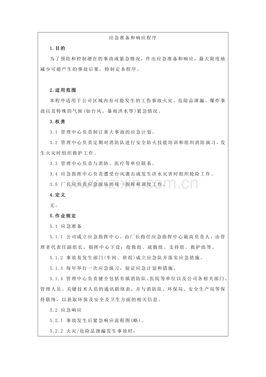 应急准备和响应程序.docx_第1页