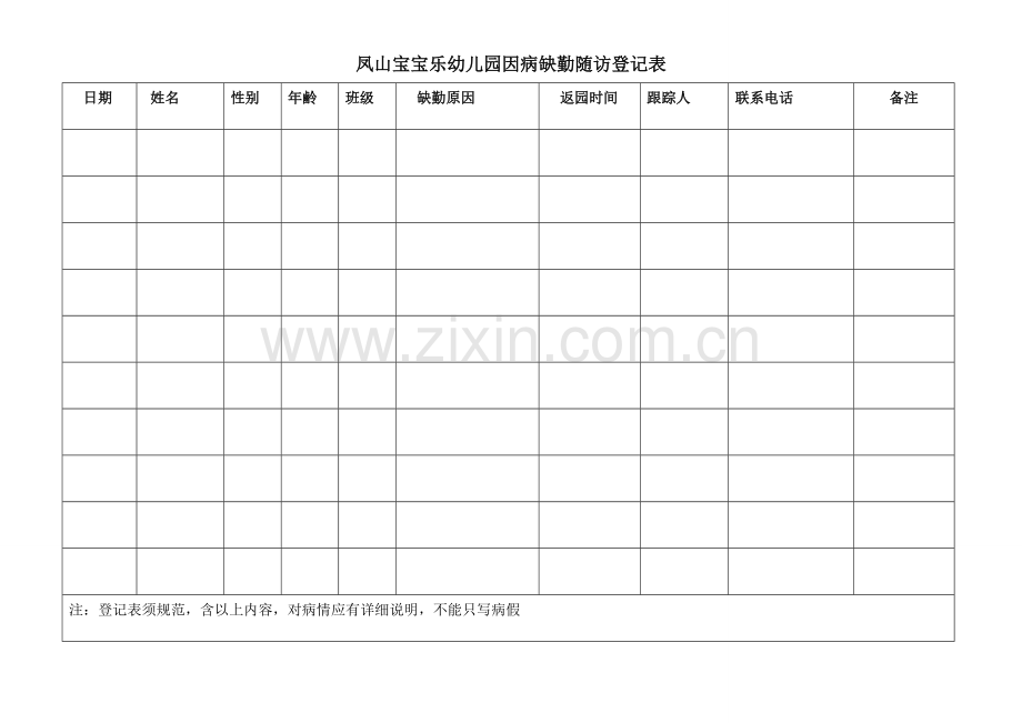 幼儿园因病缺勤跟踪登记表.doc_第1页