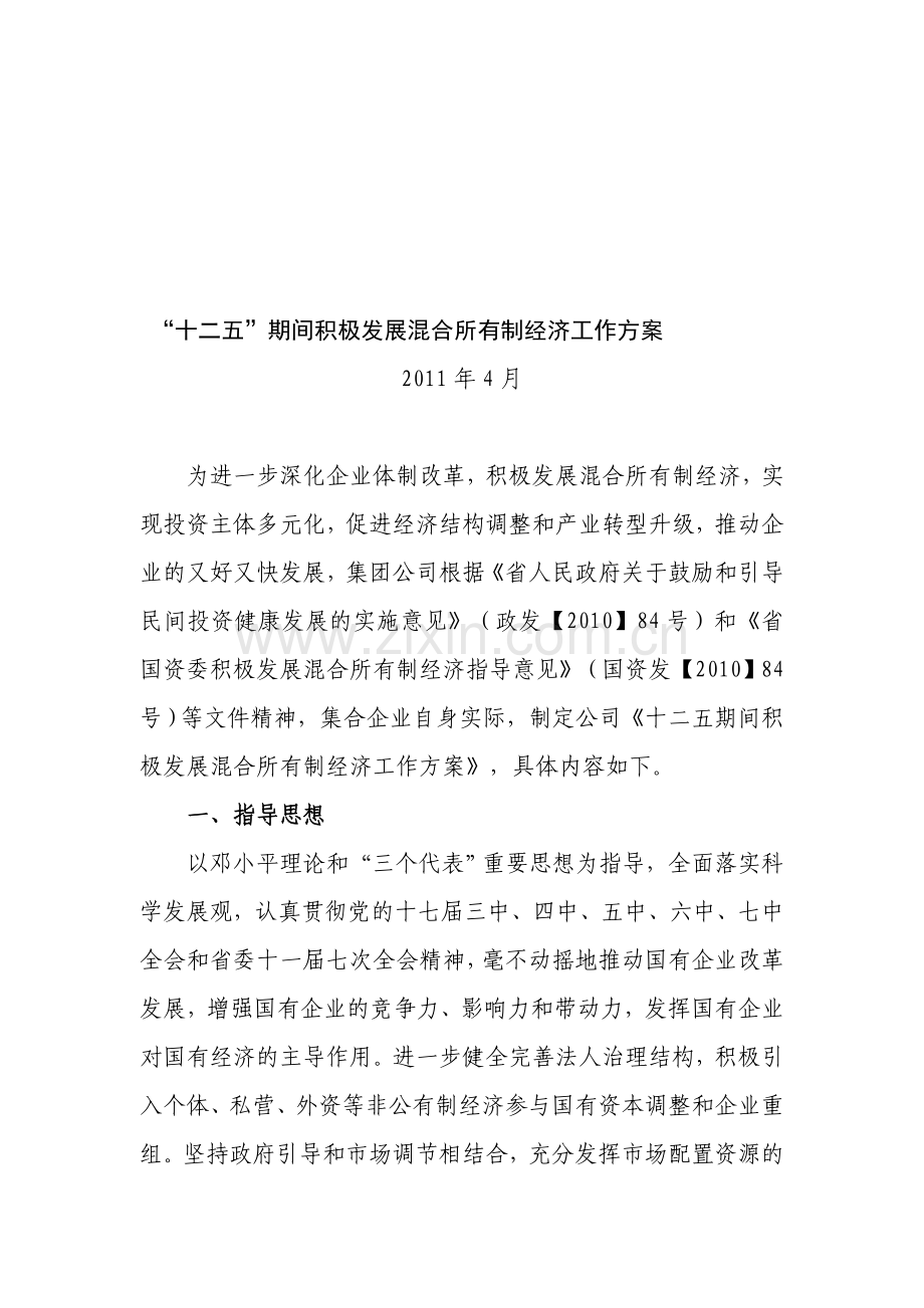 公司发展混合所有制经济实施方案.doc_第1页