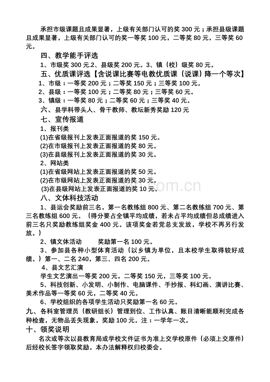三教小学各种比赛活动奖励制度(新).doc_第2页