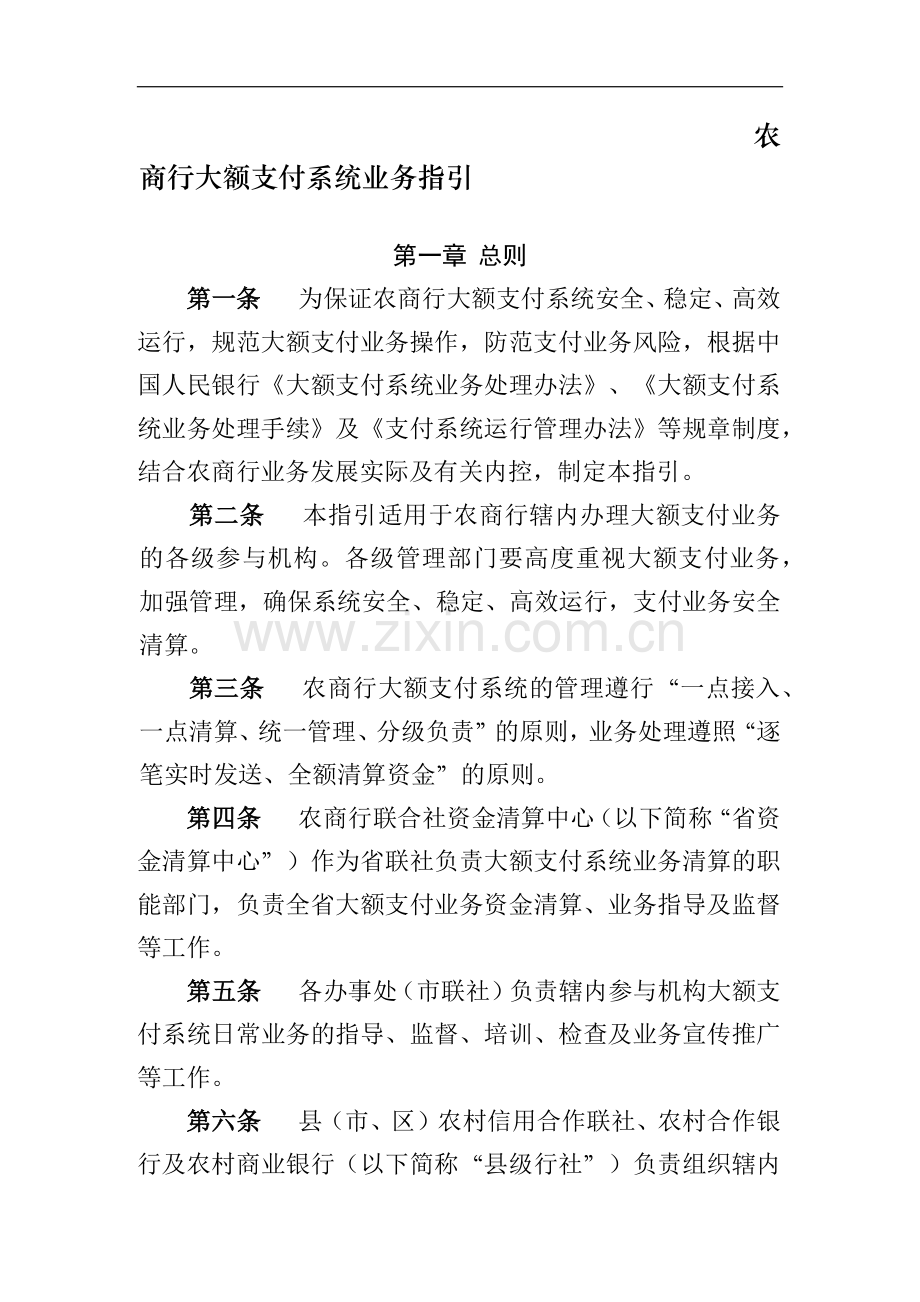 农商行大额支付系统业务指引模版.docx_第1页