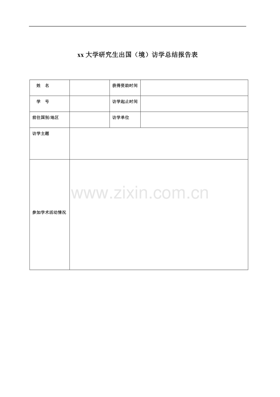 大学研究生出国(境)访学总结报告表.docx_第1页