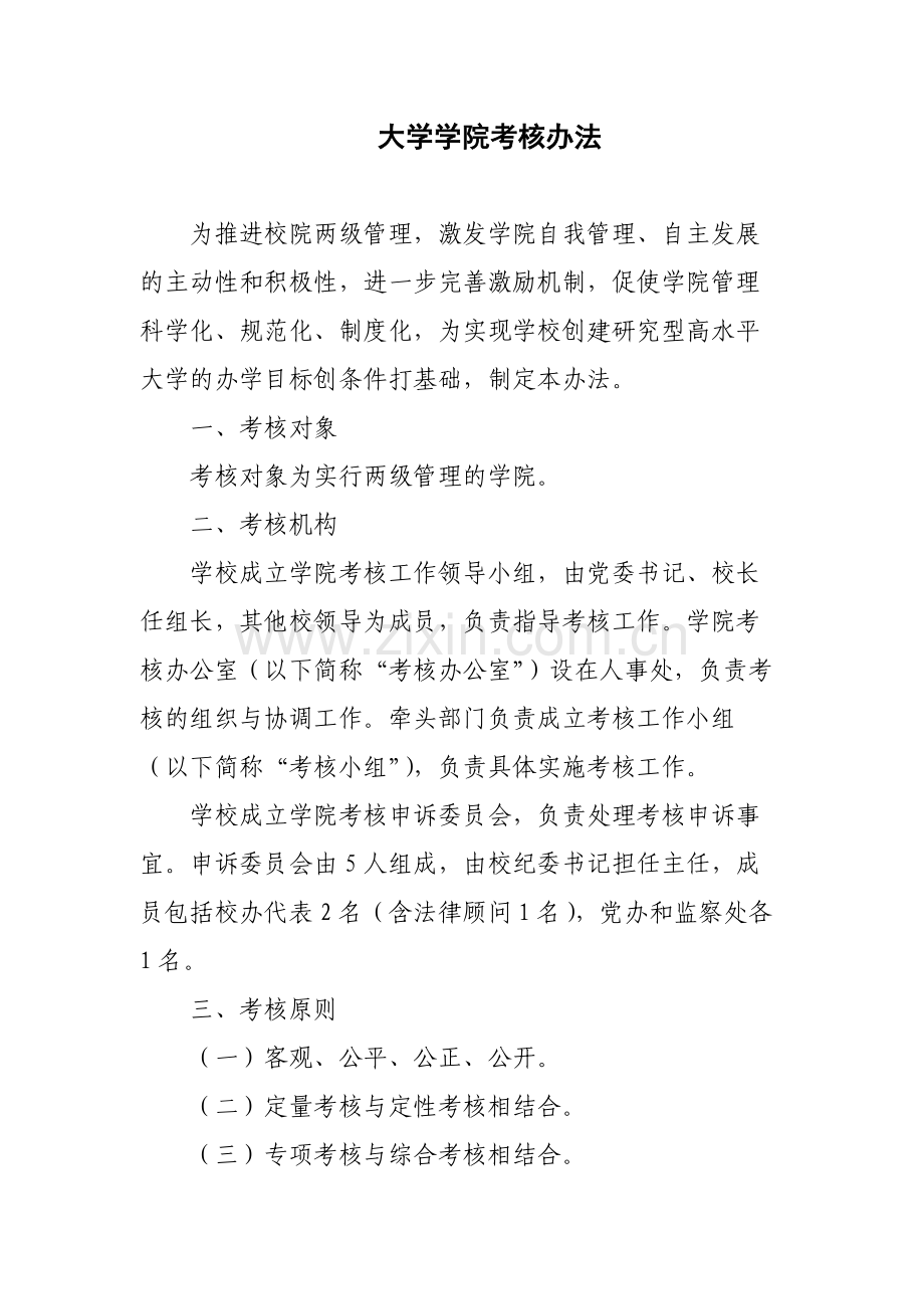 大学学院考核办法模版.docx_第1页