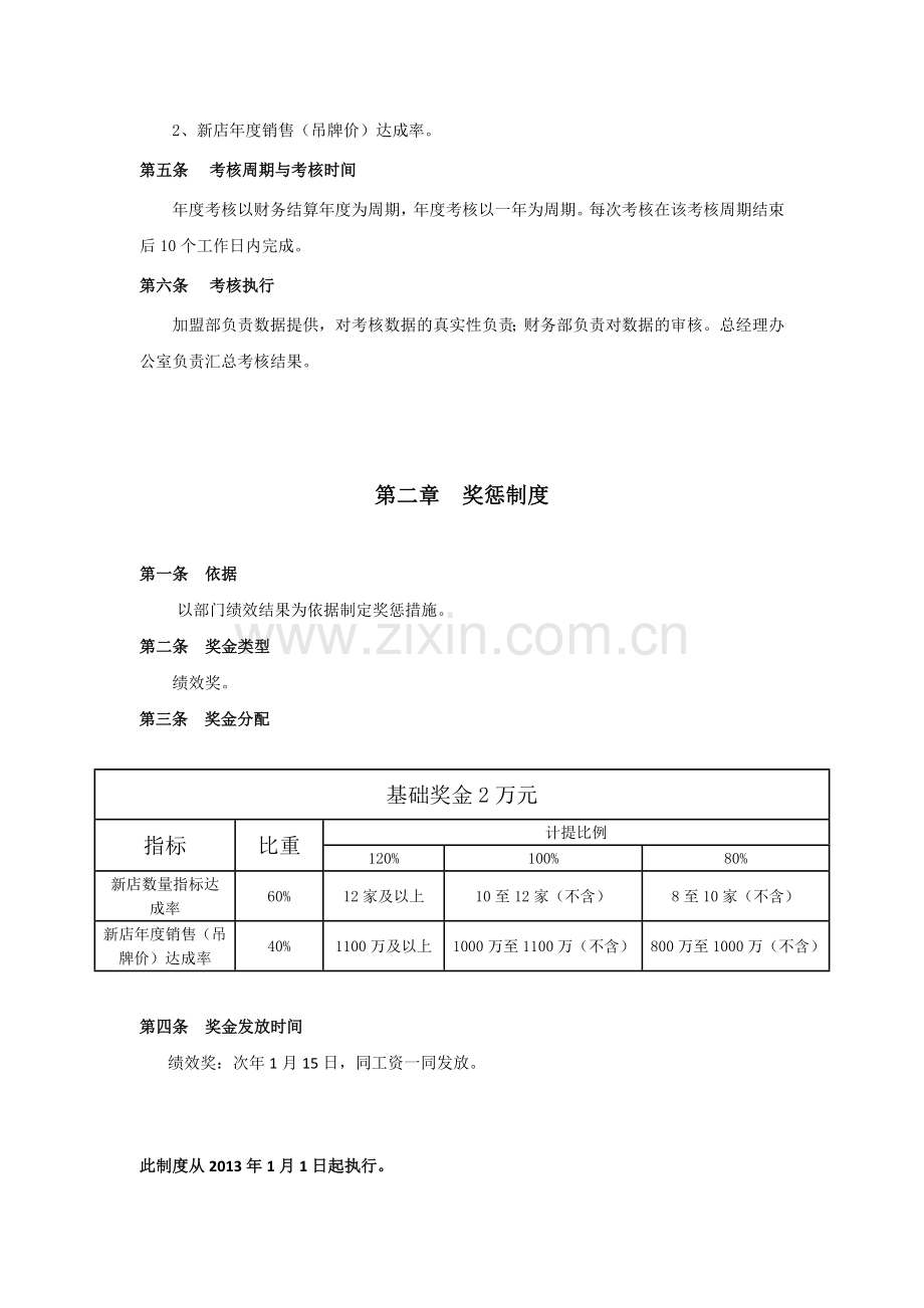 加盟拓展绩效考核方案(最终版)22013.01.09.doc_第2页