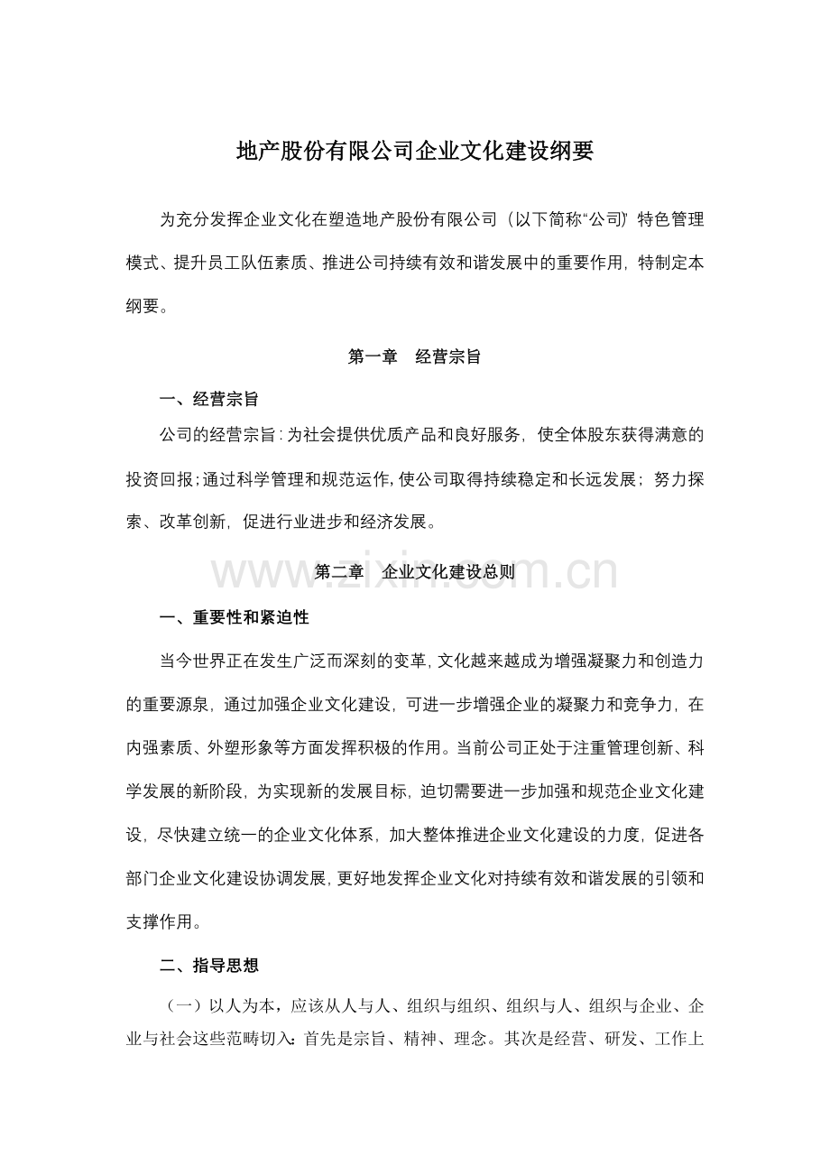 地产股份有限公司企业文化建设纲要模版.docx_第1页