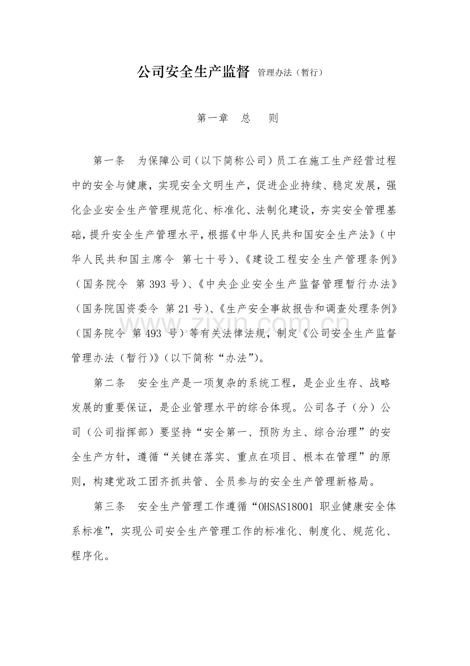 国有公司安全生产监督-管理办法(暂行)-模版.docx_第1页