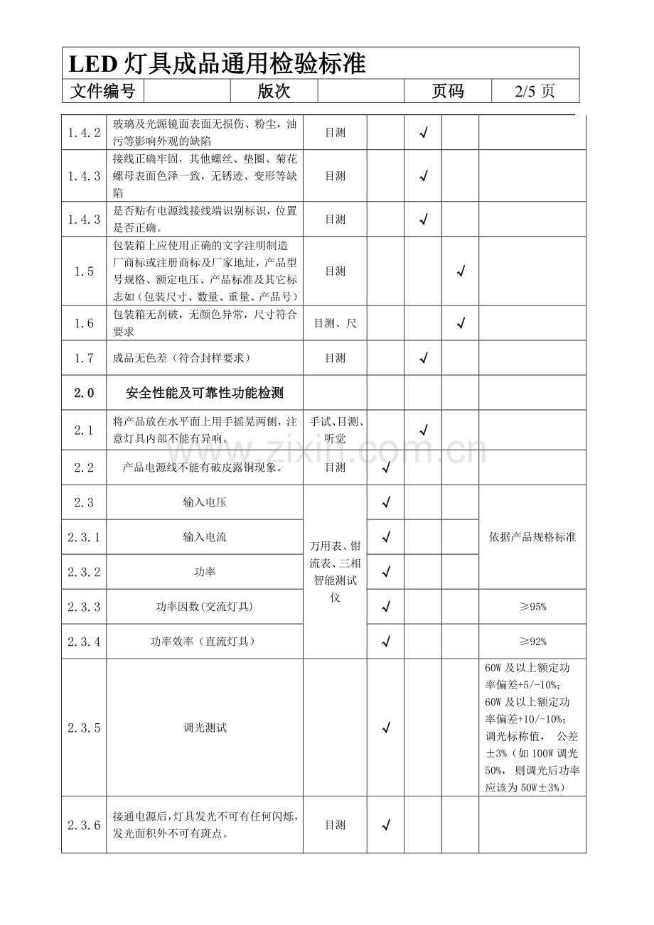 LED灯具的成品通用检验标准.doc_第2页