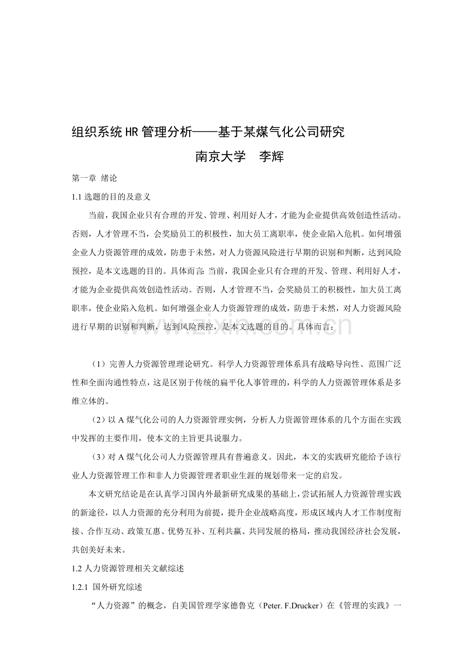 某煤气化公司组织系统HR管理分析.doc_第1页
