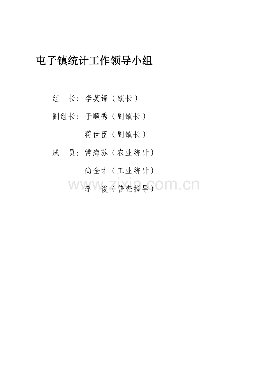 屯子镇统计工作领导小组及各种制度.doc_第1页