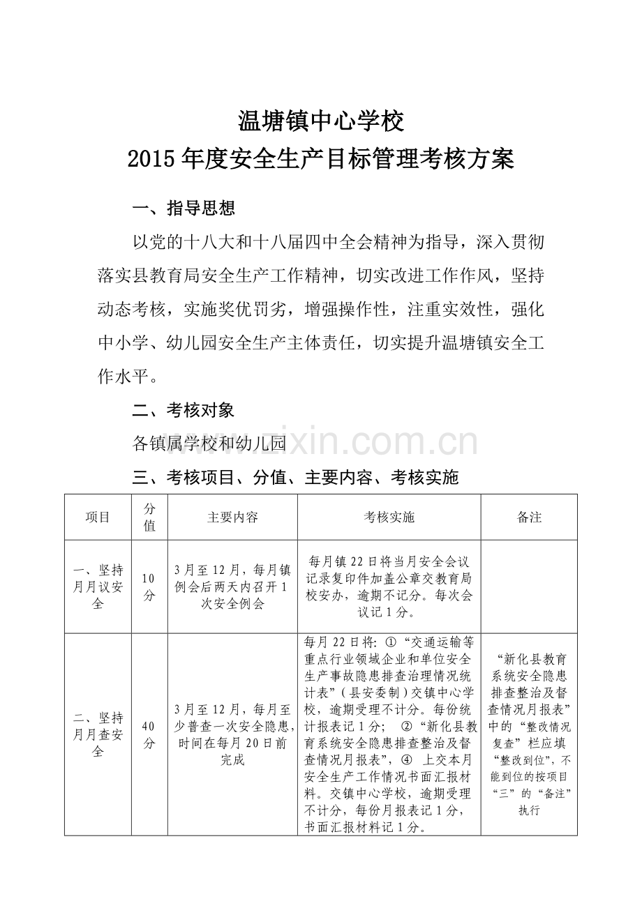 温塘镇中心学校2015年度安全生产目标管理考核方案.doc_第2页