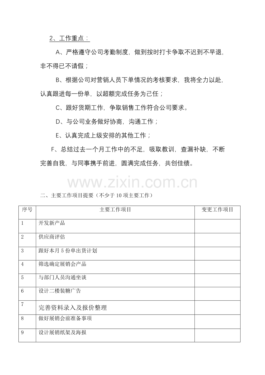 公司工作目标、重点以及工作项目和工作计划执行表.doc_第2页