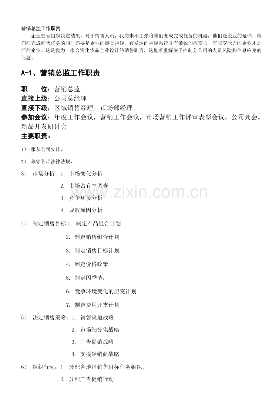营销总监工作职责0.doc_第1页
