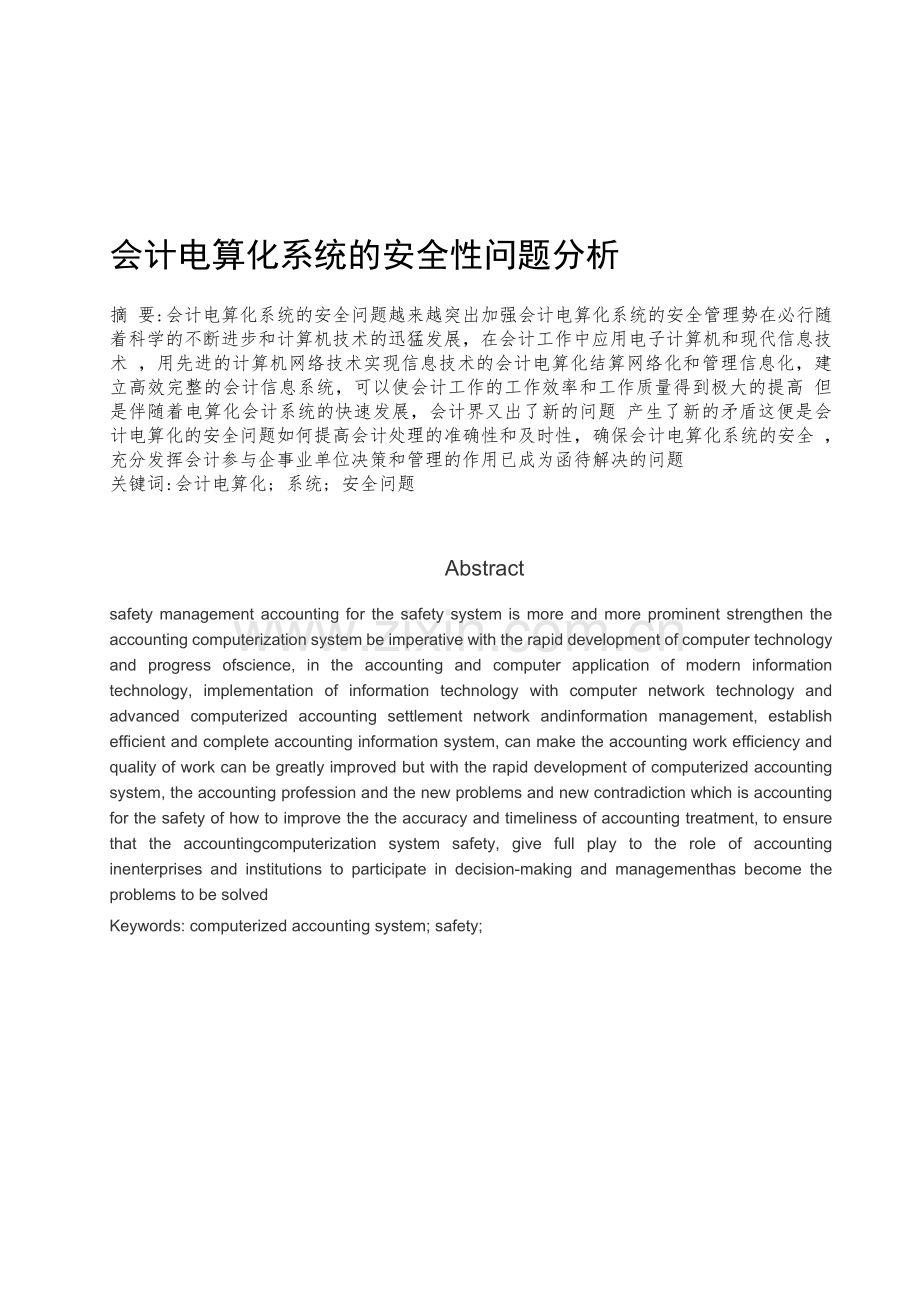 会计电算化系统的安全性问题分析.doc_第1页