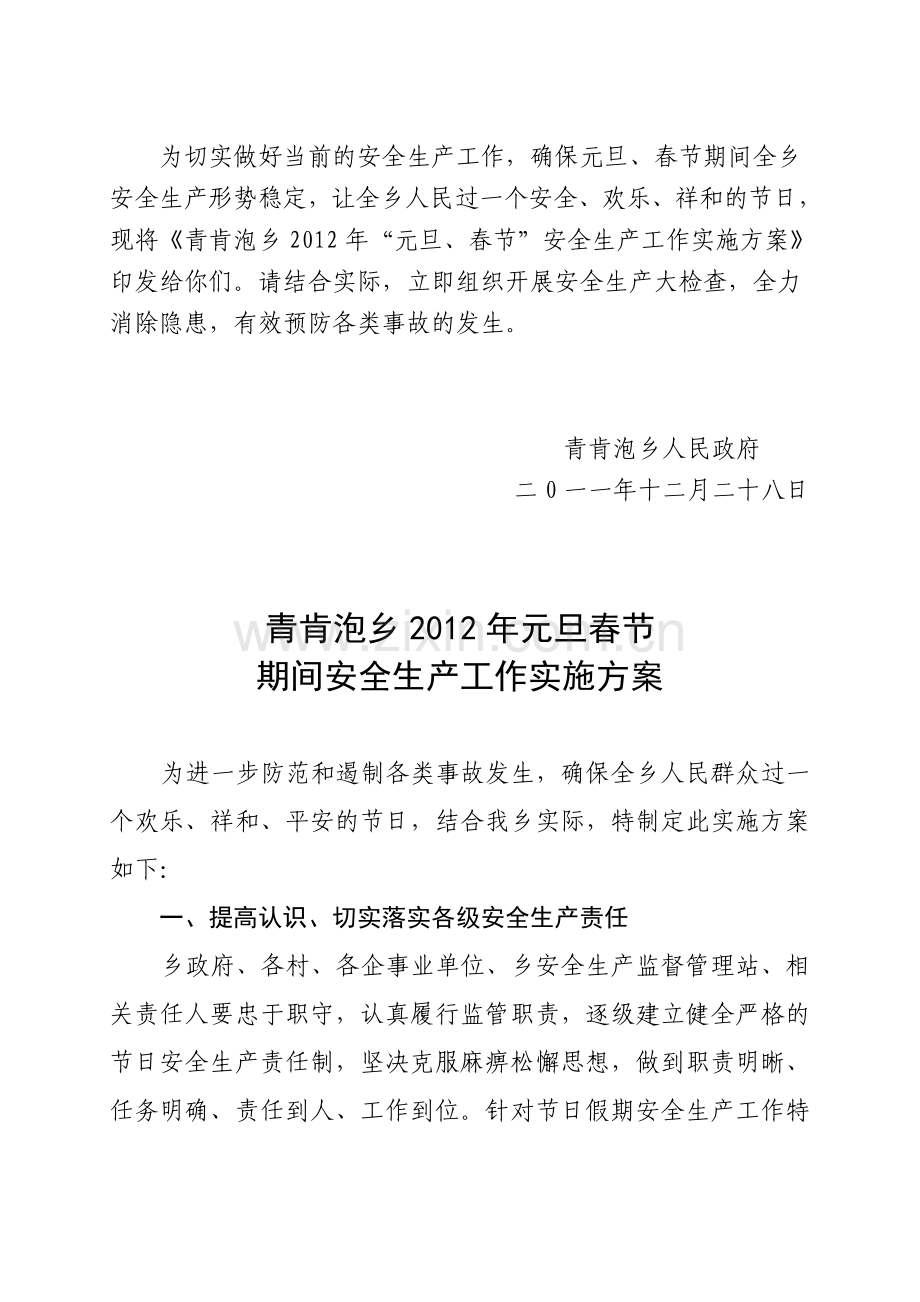 青肯泡乡2011年“元旦、春节”期间安全生产大检查实施方案.doc_第2页