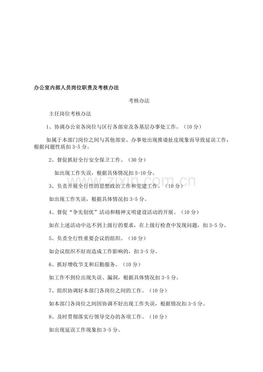 办公室人员岗位职责及考核办法.doc_第1页