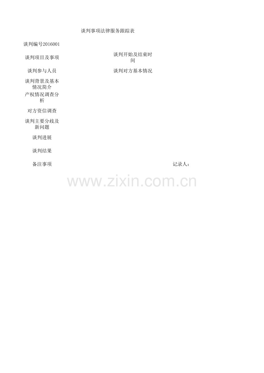 企业法律顾问文书之重大事项谈判跟踪模版[001].xlsx_第1页