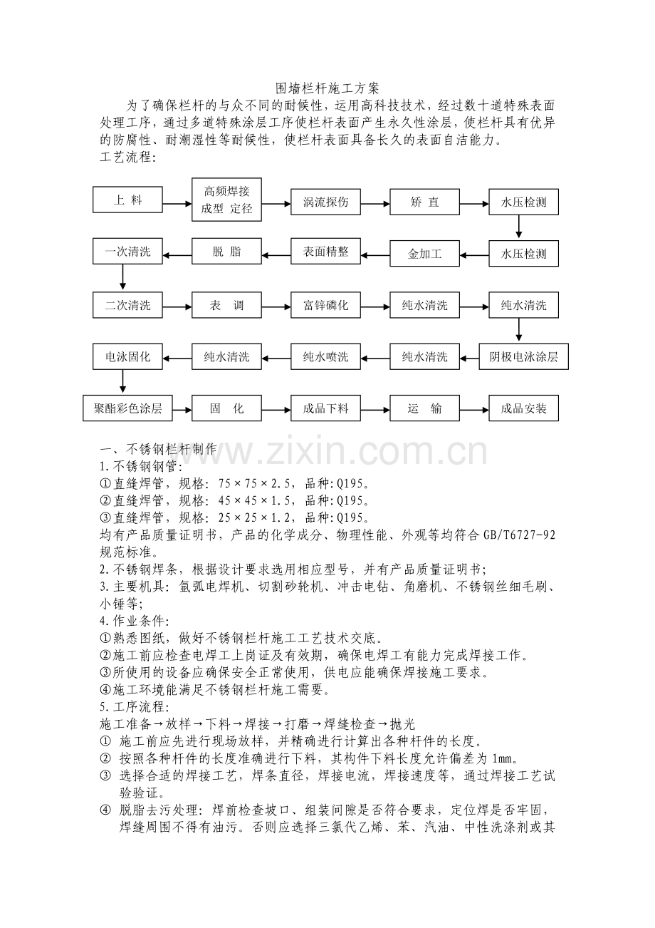 围墙栏杆施工方案.doc_第1页