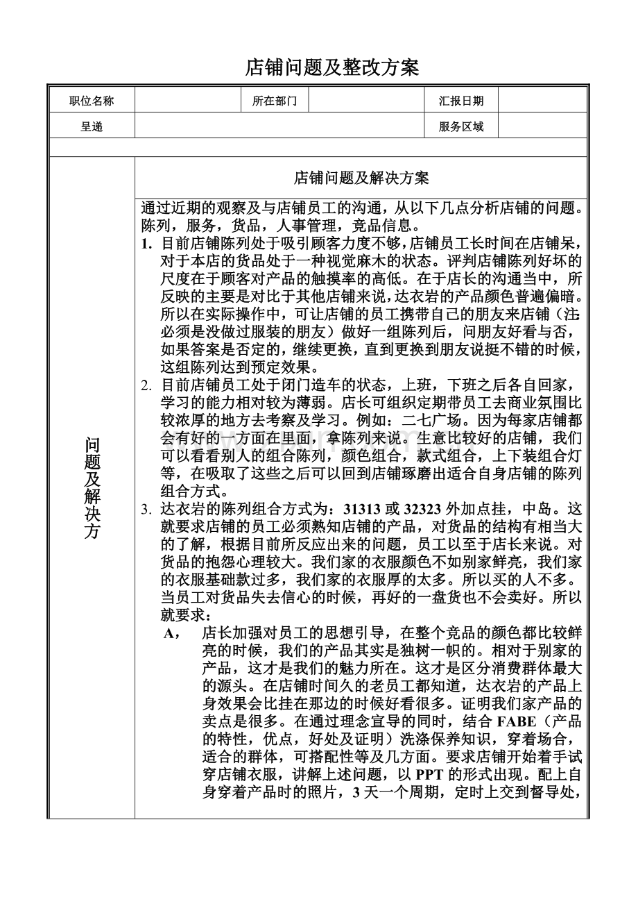 店铺问题及整改方案.doc_第1页