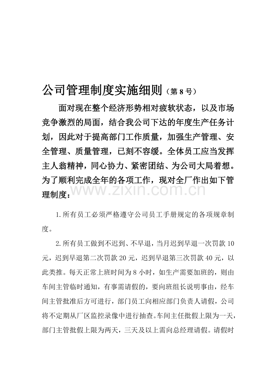公司管理制度实施细则.doc_第1页