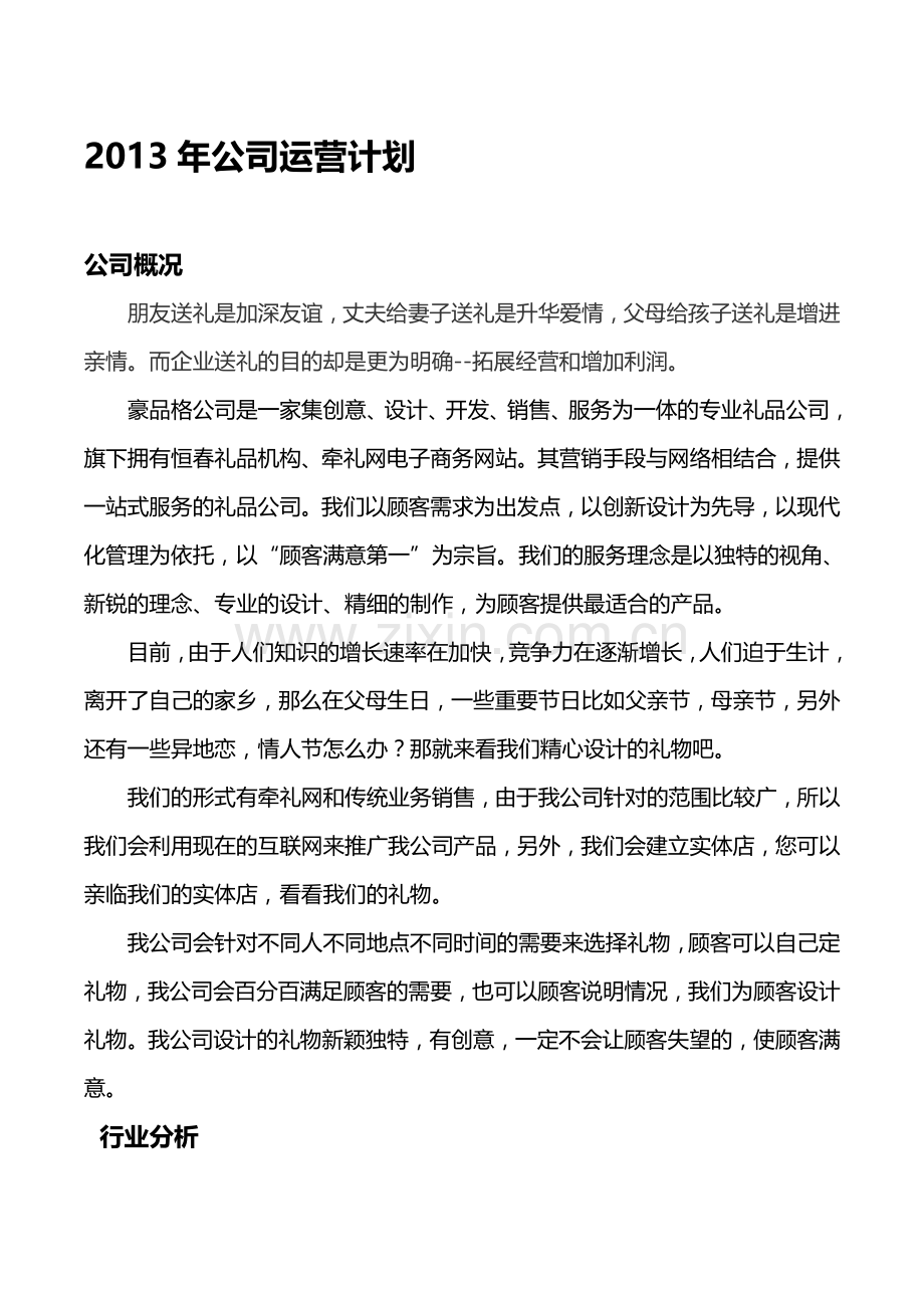 2013公司运营计划.doc_第1页