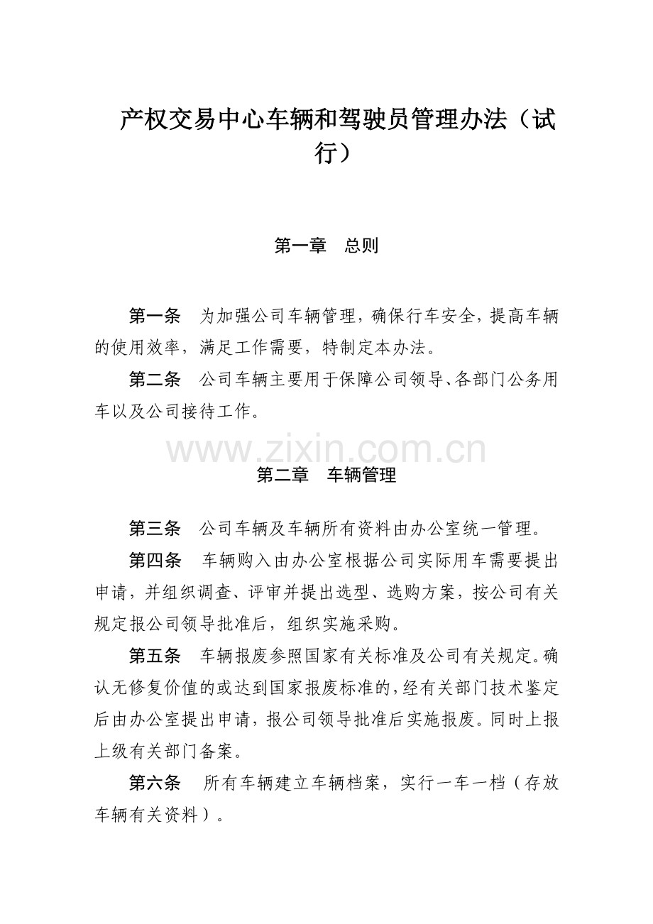 产权交易中心车辆和驾驶员管理办法(试模版.docx_第1页