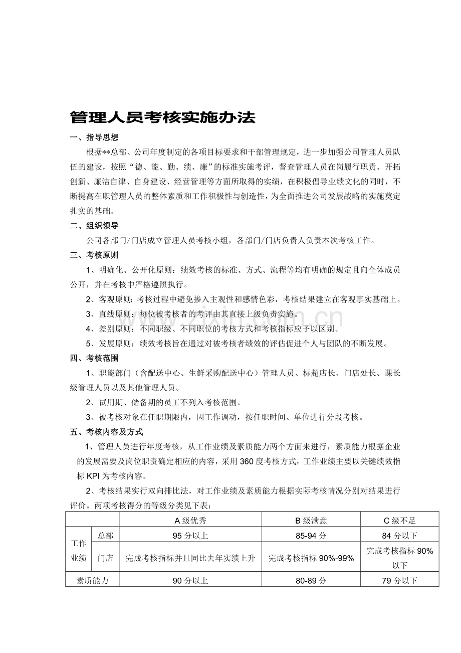 管理人员考核实施办法.doc_第1页