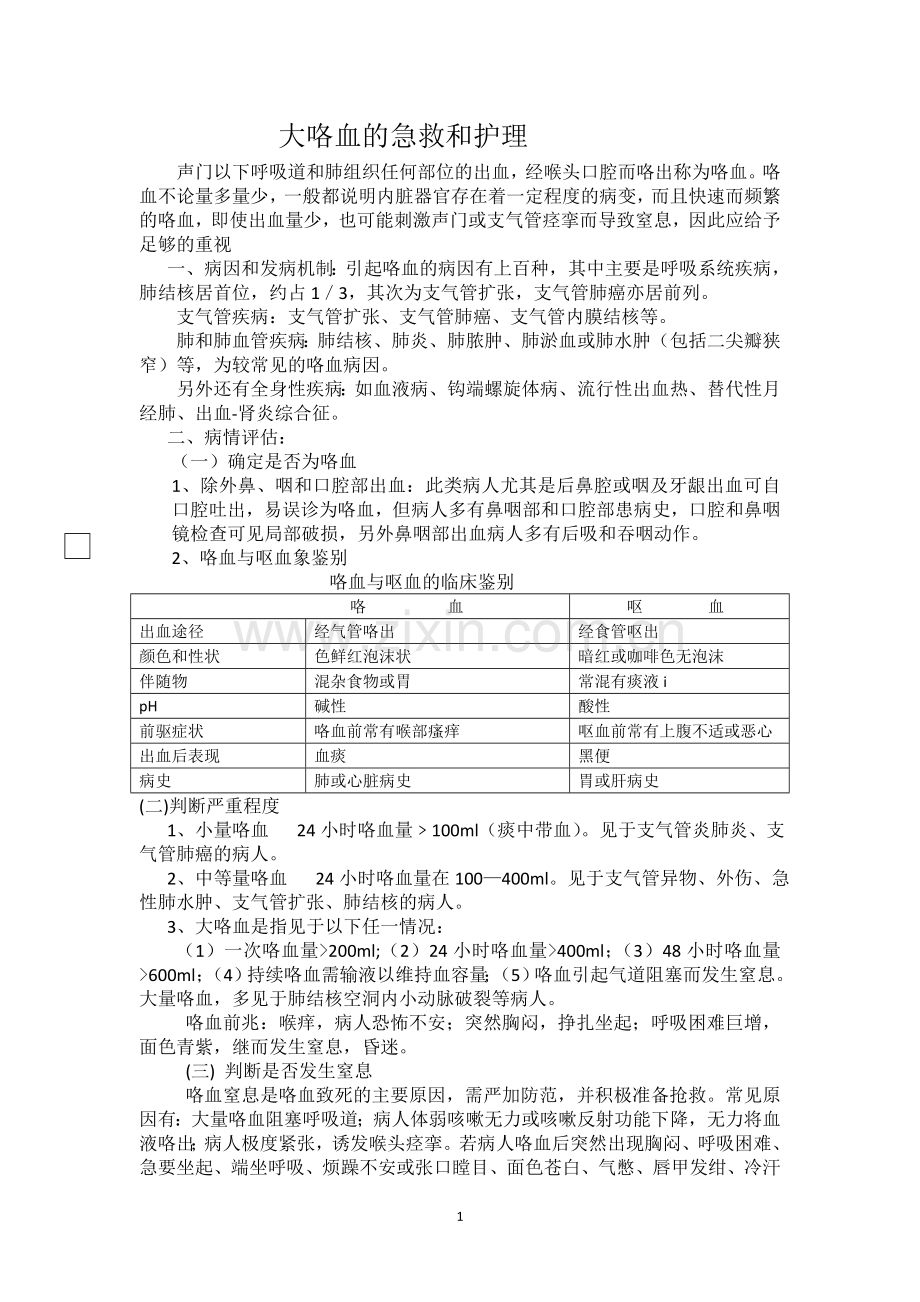 大咯血的急救处理.doc_第1页