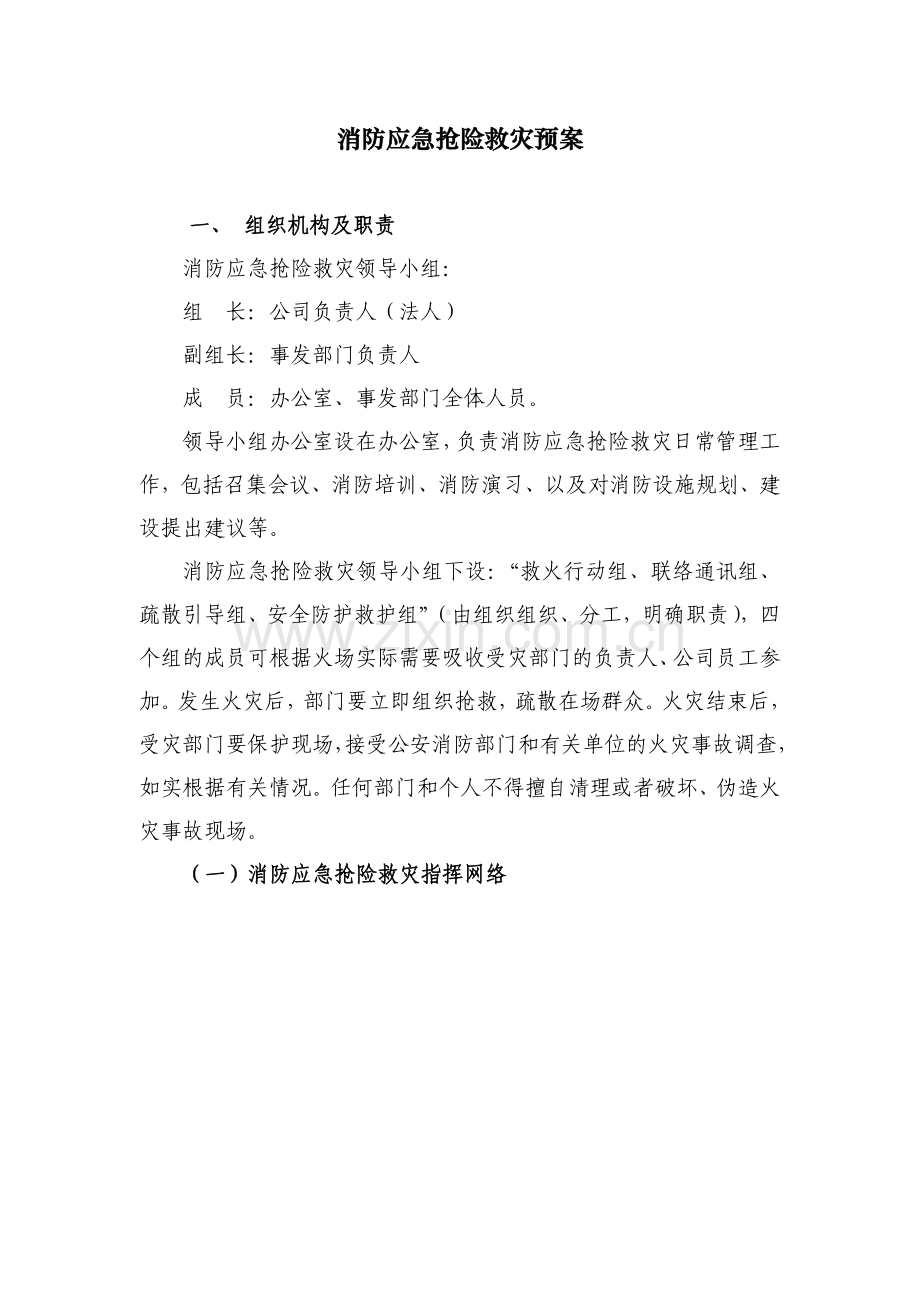 国有房地产公司消防应急抢险救灾预案模版.docx_第1页