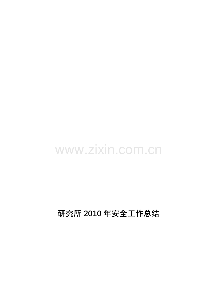 研究所安全生产工作总结(2010).doc_第1页