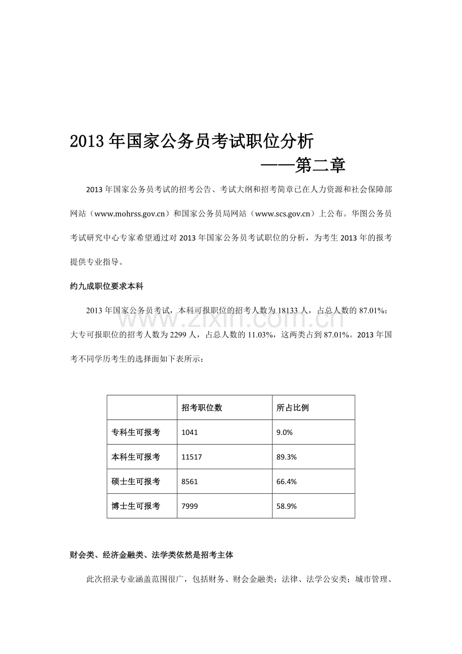 2013年国家公务员考试职位分析-—第2章.doc_第1页