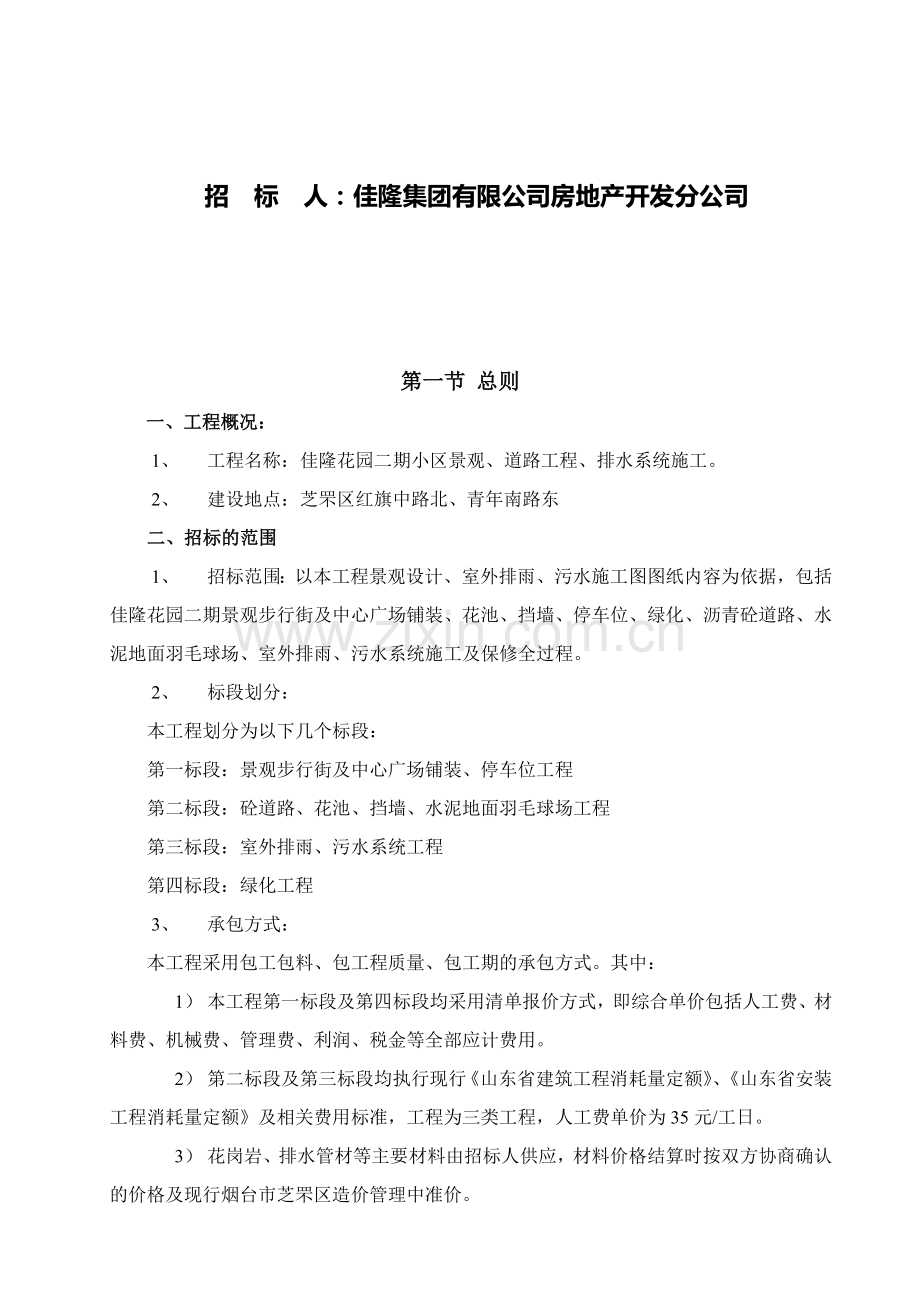 佳隆花园二期景观-道路-排水系统工程施工招标文件.doc_第2页