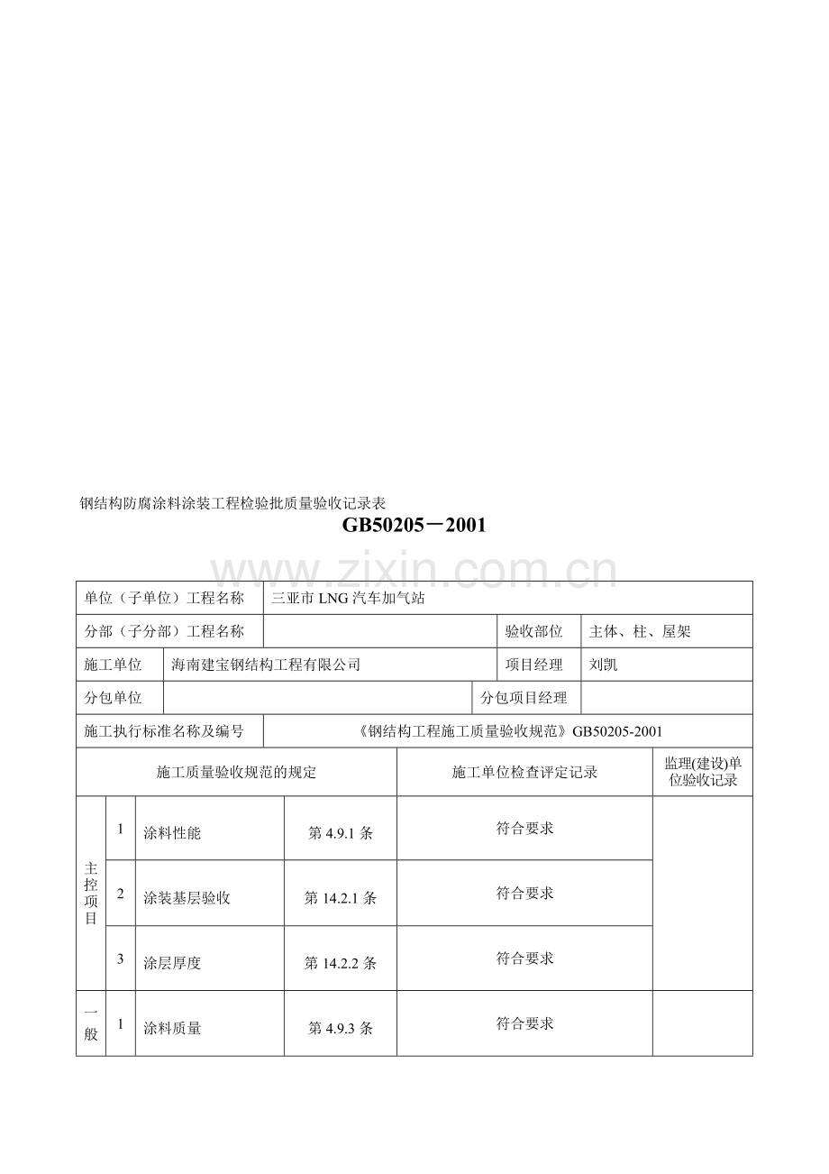 08钢结构防腐涂料涂装工程检验批质量验收记录表.doc_第1页