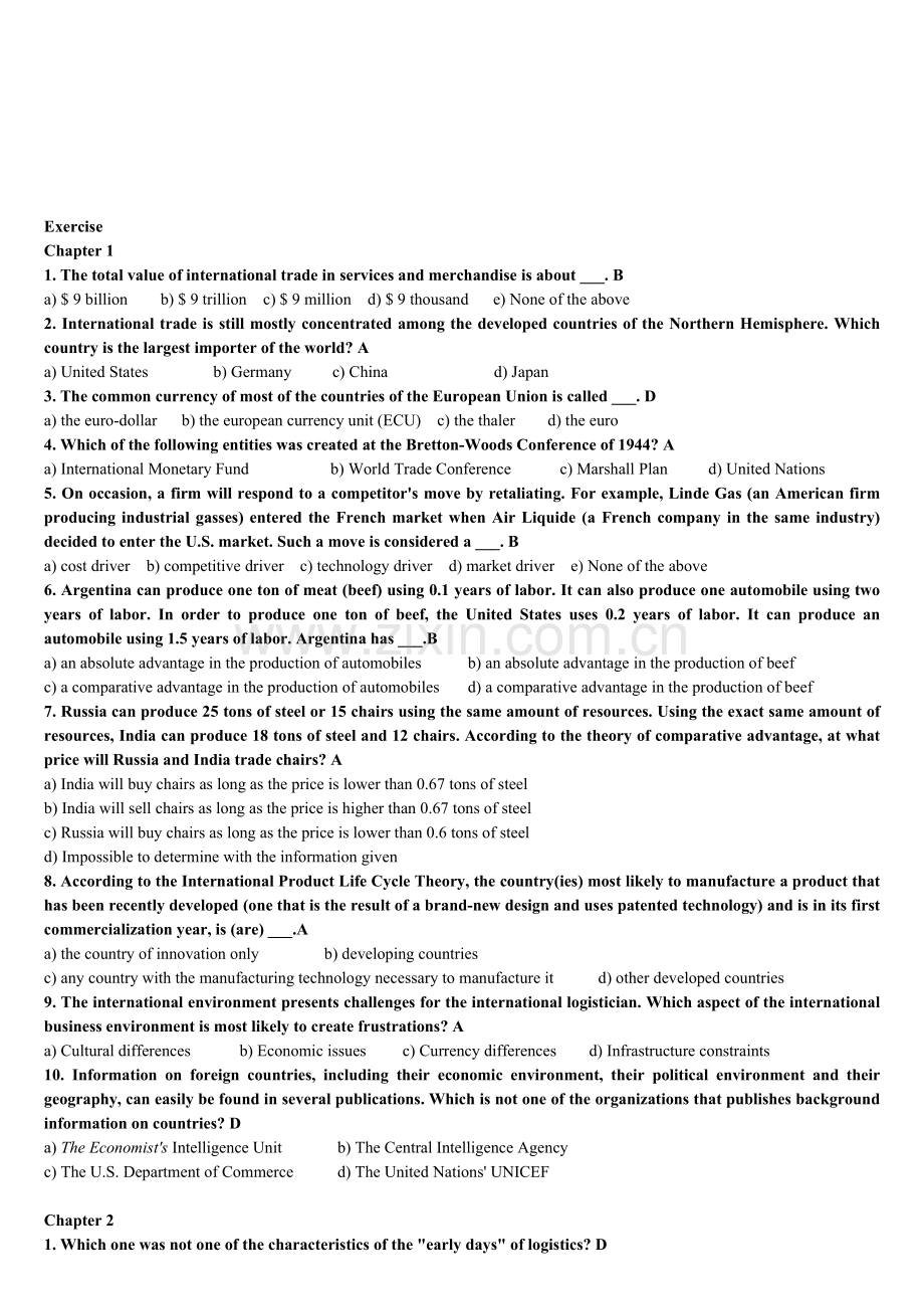 国际物流英语练习.doc_第1页