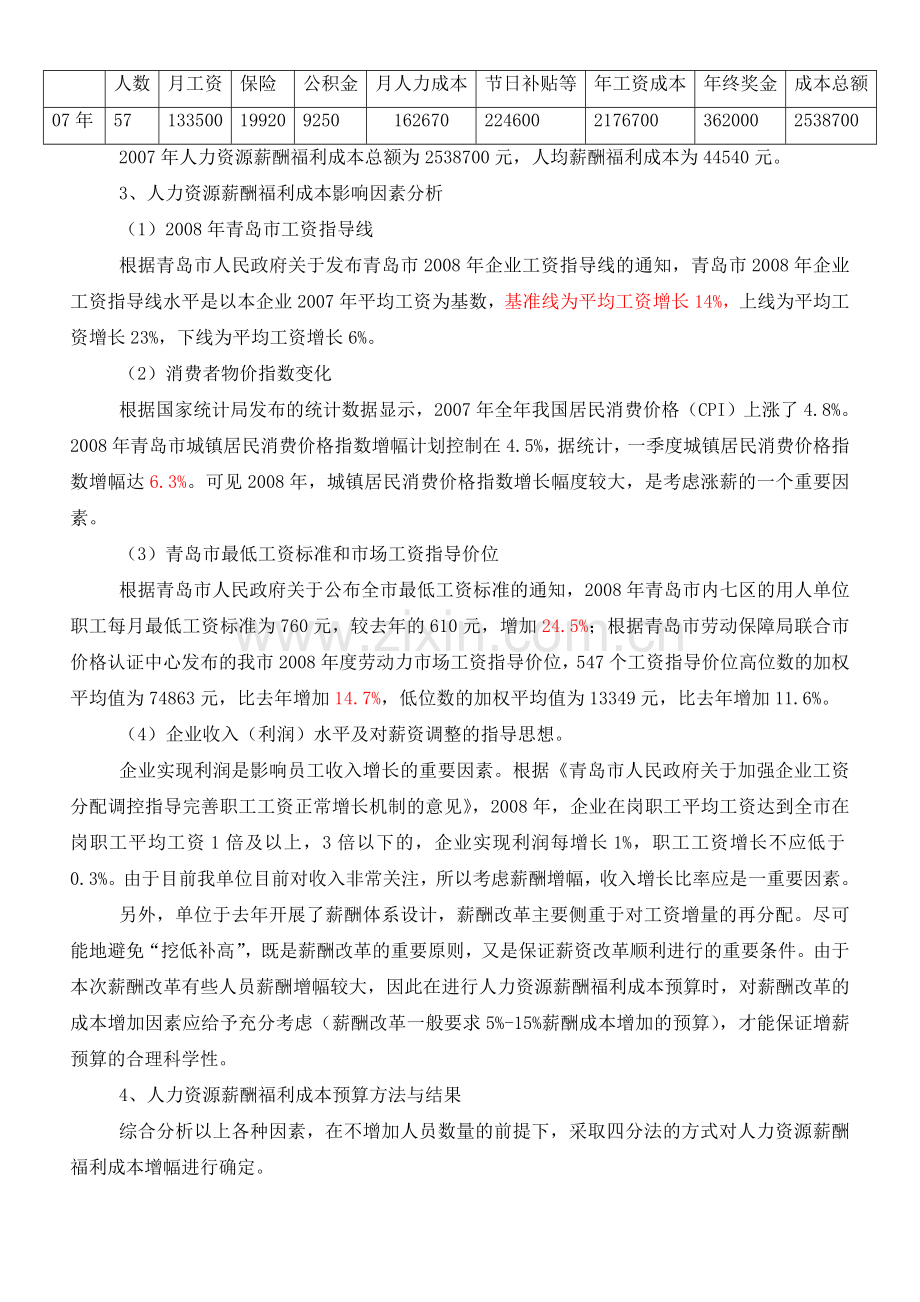 某餐饮企业人力资源管理成本预算报告.doc_第2页