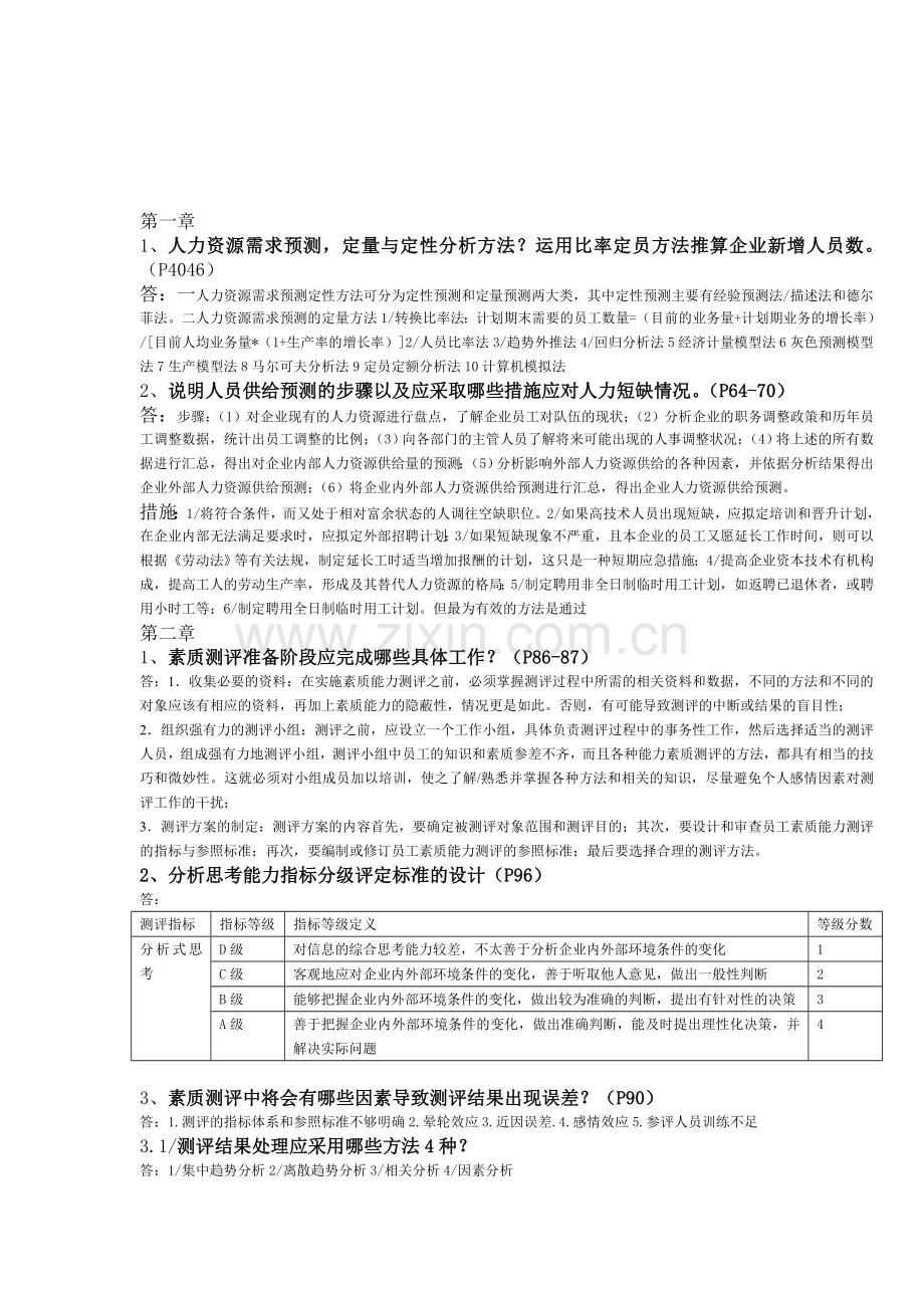 2013.11人力二级重点预习知识点及答案.doc_第1页