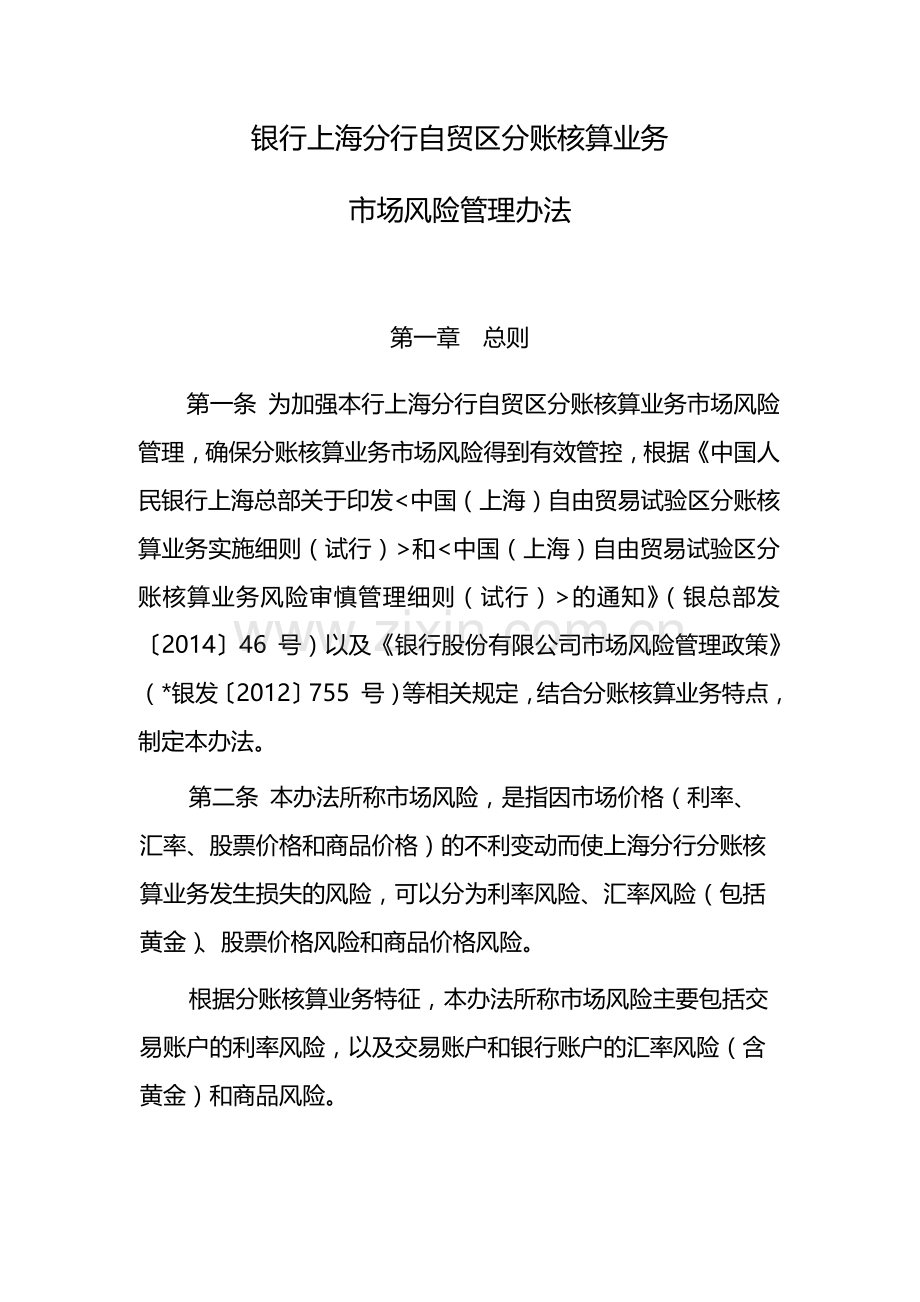 银行上海分行自贸区分账核算业务-模版.docx_第1页