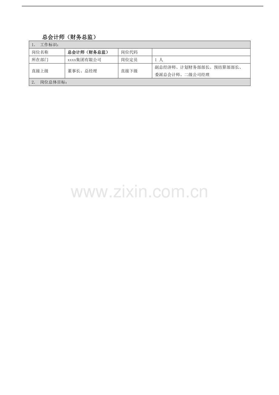 国有企业总会计师(财务总监)岗位职责模版模版.docx_第1页