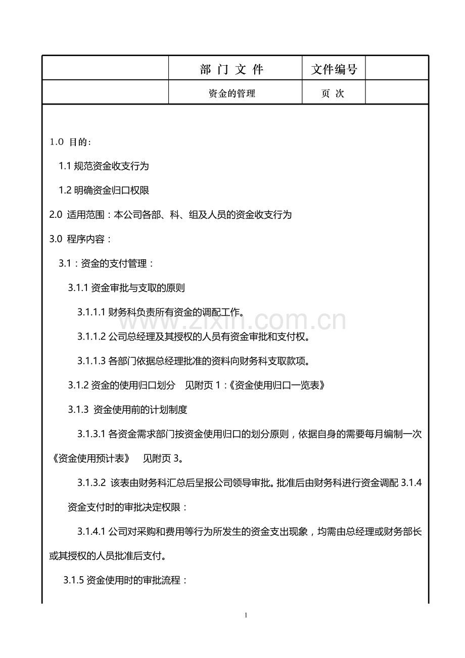 资金的管理制度.doc_第1页