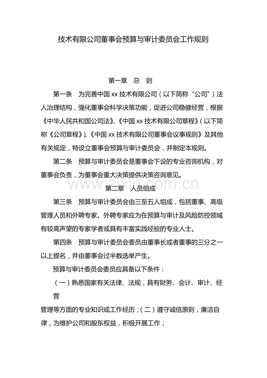 国有企业董事会预算与审计委员会工作规则-模版.docx_第1页
