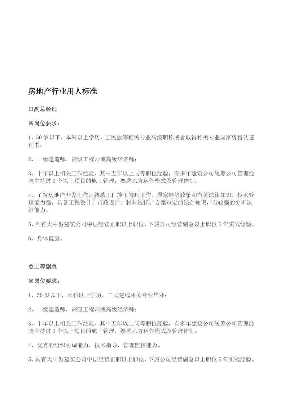 房地产行业用人标准.doc_第1页