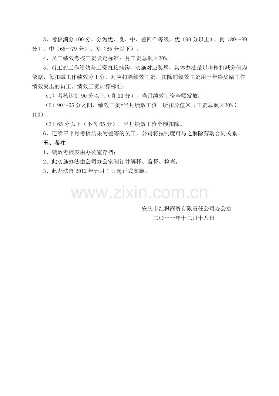 安庆市红枫商贸有限责任公司员工绩效考核办法.doc_第2页