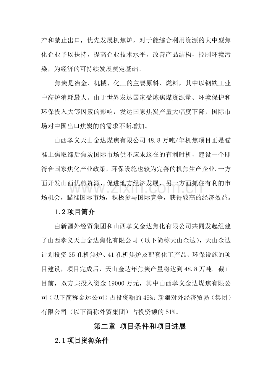 煤焦有限公司年机焦项目分析报告.doc_第2页